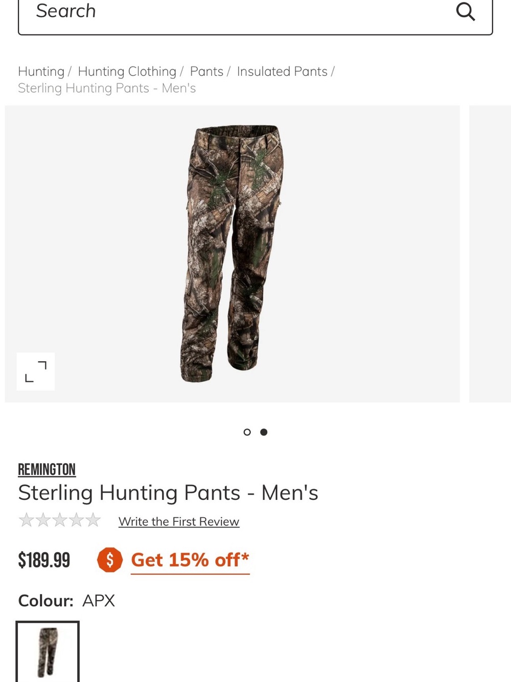 Remington Men's Hunting Pants in APX Camo